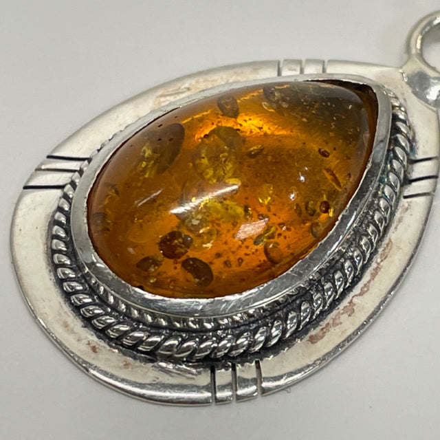 Silver-Yellow Amber Pendant