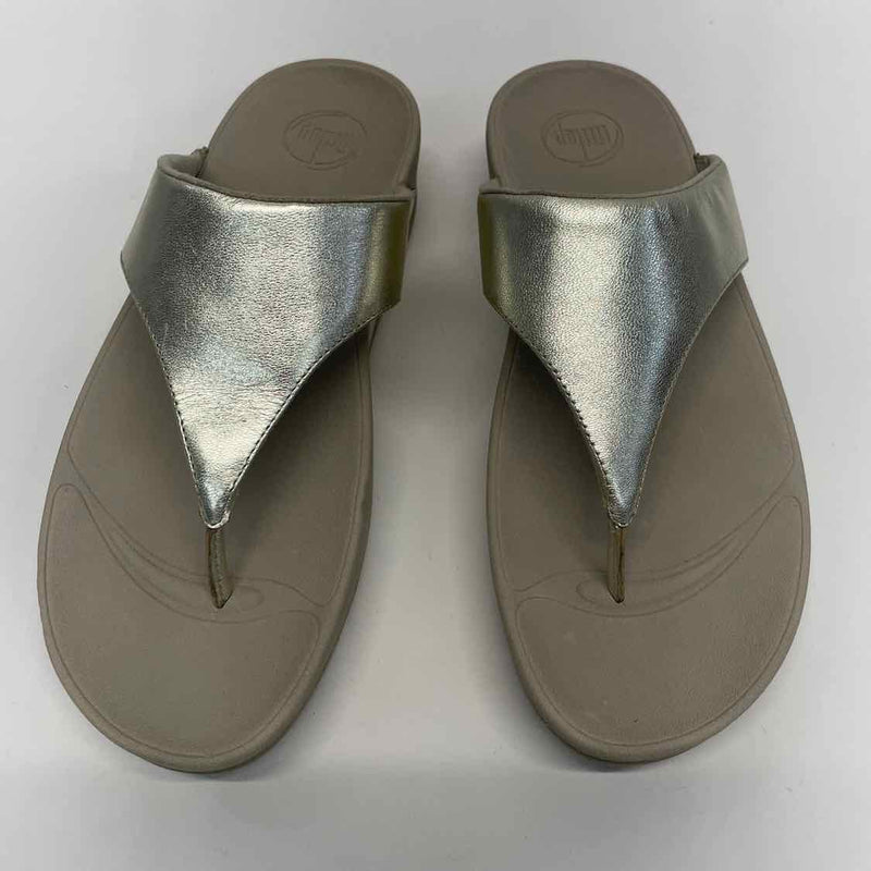 Fitflop Size 10 Women's Gold Shimmer Camel Toe Sandals