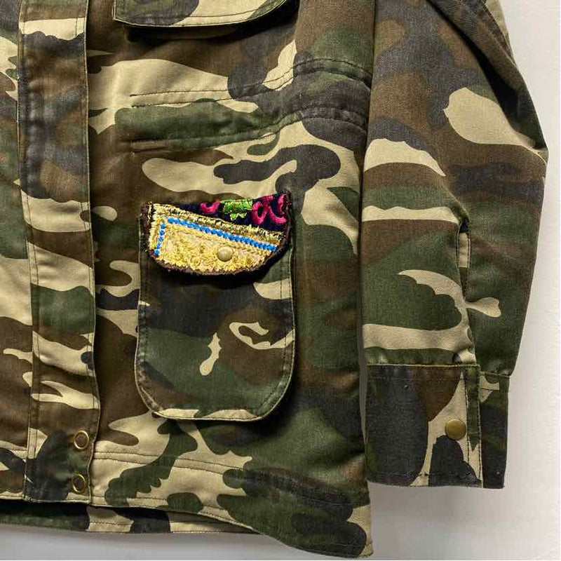 Beautiful Stories Women's Size M Green-Multi Camoflage Military Jacket