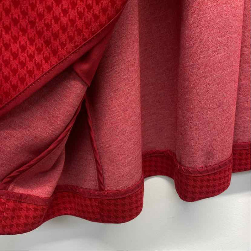 Cabi Women's Size L Red Houndstooth Cape Coat