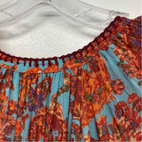 Sundace Size L Women's Red-Aqua Pattern Boho Dress