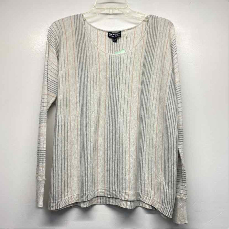 Repeat Silver Edition Size 38-S Women's Light Gray-Multi Stripe Pullover Sweater