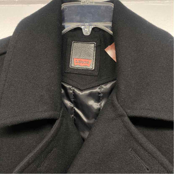 Levis Size L Black Wool Blend Solid Men's Men's Coat