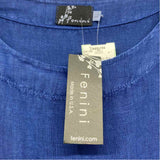 Fenini Size L Women's Blue Solid Shift Dress