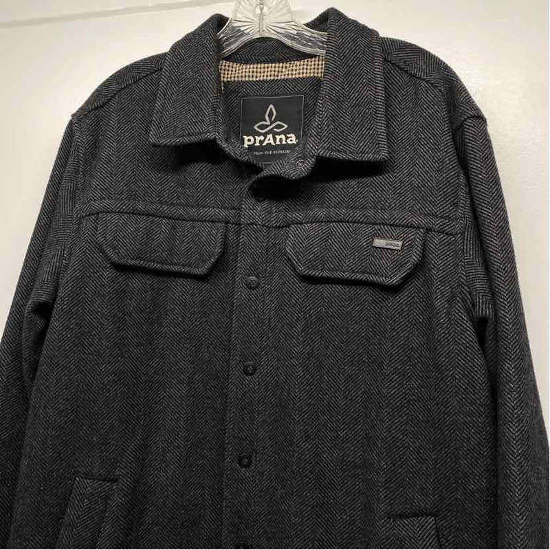 Prana Size M Charcoal Polyester-Blend Herringbone Men's Men's Jacket