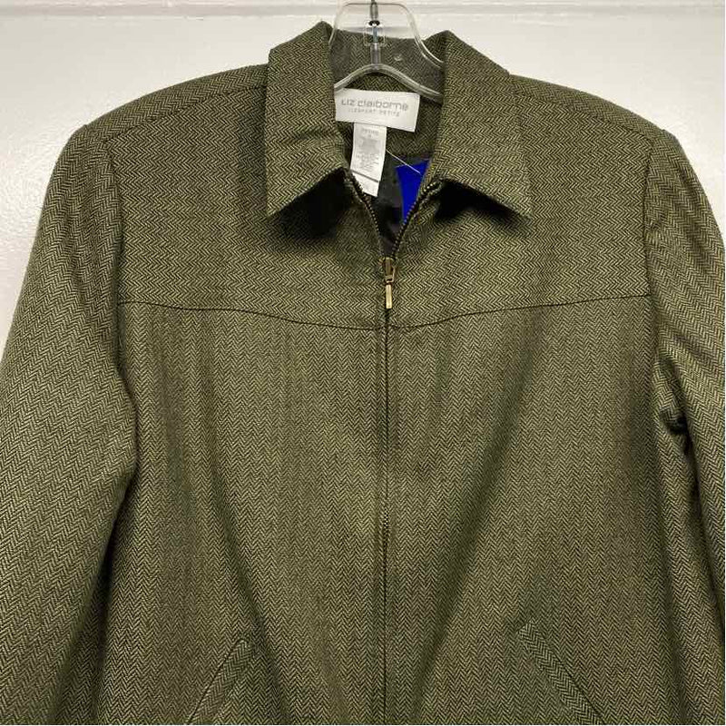 Liz Claiborne Women's Size S Green Tweed Zip Up Jacket