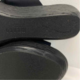 Munro Size 7 Women's Black-Gold Pattern Slide Wedge Sandals