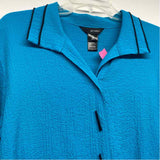 Ali Miles Size XL-L Women's Aqua Solid Button Up Shirt