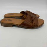 Miz Mooz Size 37-6.5 Women's Brown Solid Slip On Sandals