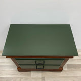 Side Table  Brown-Green Solid Wood 2 Drawers