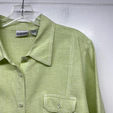 Chico's Size XL-3 Women's Green-White Plaid Button Down Blouse