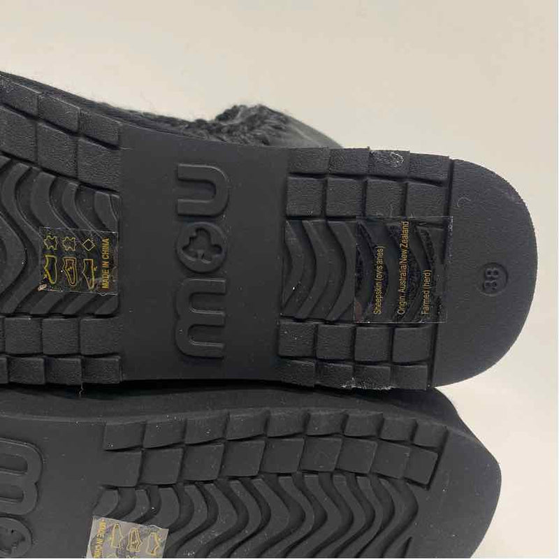 Mou Size 38-7.5 Women's Black Crochet Platform Booties