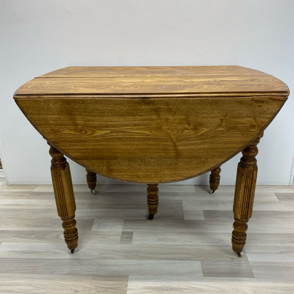 Folding Brown Oak Dining Room Table