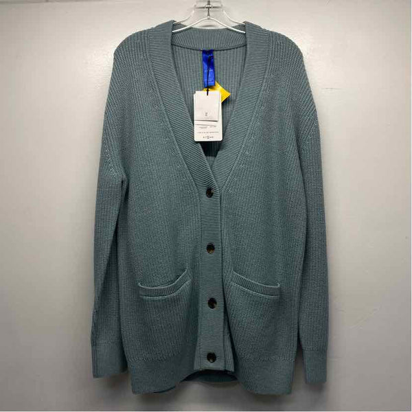 Kit + Ace Size M Women's Mint Solid Maxi-Button Up Sweater