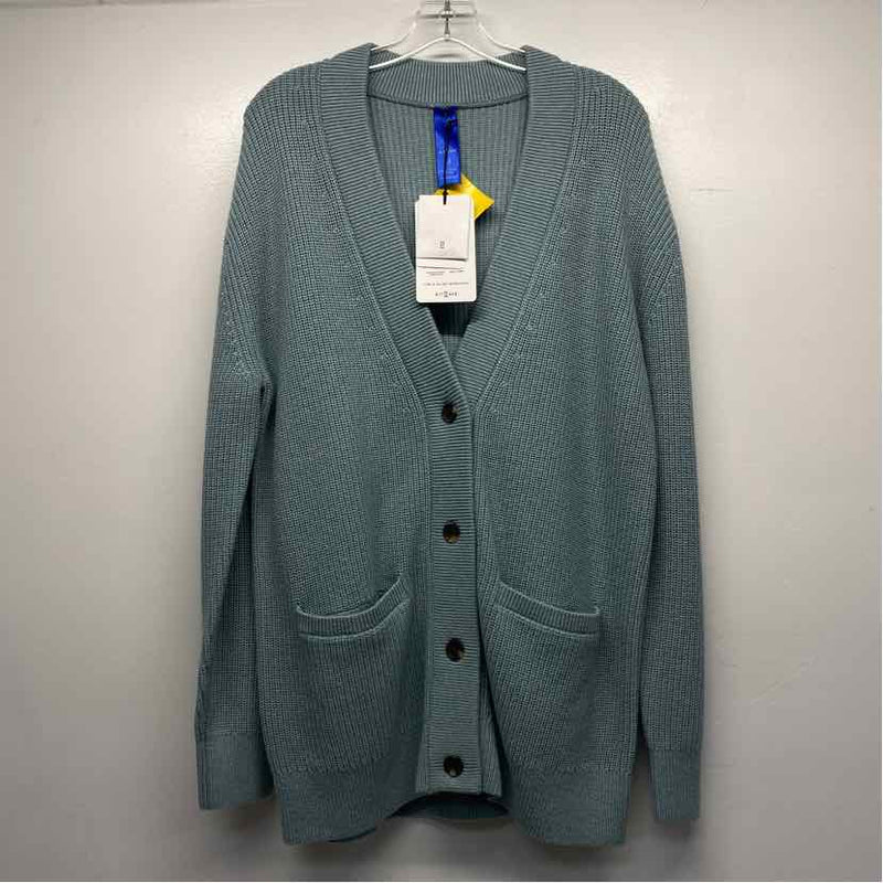 Kit + Ace Size M Women's Mint Solid Maxi-Button Up Sweater