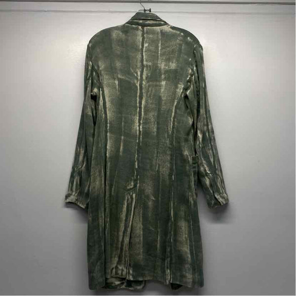 Avant Toi Women's Size S Green-Beige Pattern Button Up Coat