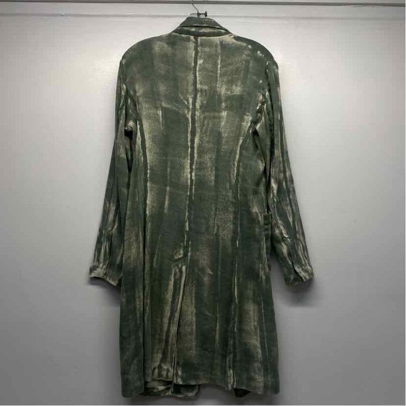 Avant Toi Women's Size S Green-Beige Pattern Button Up Coat