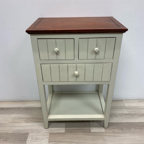 Three Drawer White-Brown Wood Table