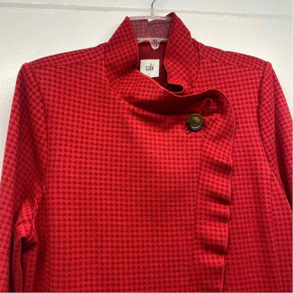 Cabi Women's Size L Red Houndstooth Cape Coat