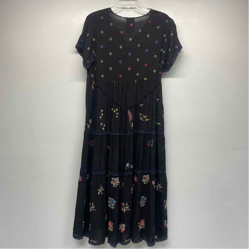 Johnny Was Size S Women's Black-Multi Embroidered Kaftan Dress