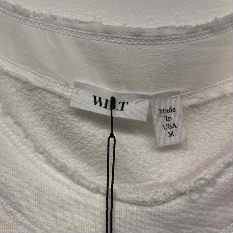 Wilt Size M Women's White Solid Pullover Long Sleeve Top