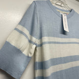 Mer Sea Size M Women's Blue-White Stripe Pullover Short Sleeve Top