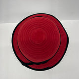 Diane Harty Millinery Red-Black Felt Colorblock Spy Brim Hat