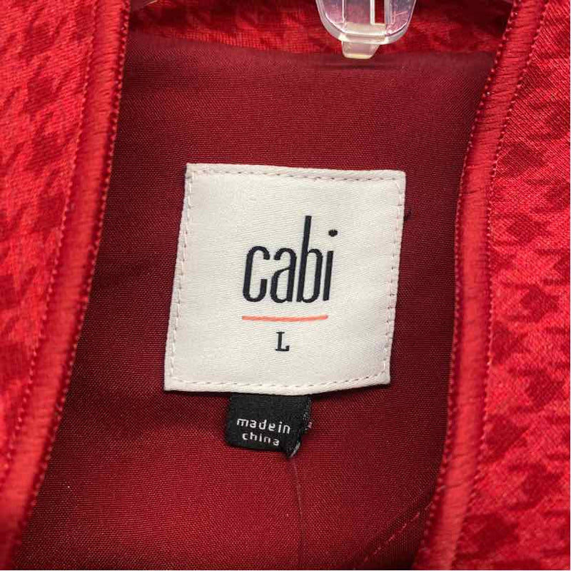 Cabi Women's Size L Red Houndstooth Cape Coat