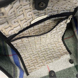 Jack Gomme Gray-Multi Fabric Plaid Tote Handbag