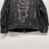 Topshop Women's Size 6-S Black Distressed Button Up Jacket