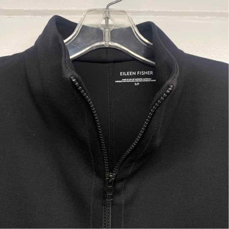 Eileen Fisher Women's Size S Black Solid Zip Mock Neck Jacket