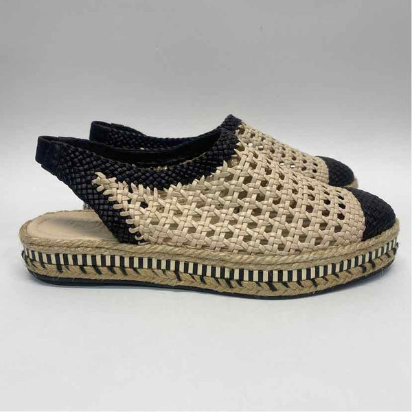 Tory Burch Size 9 Women's Beige-Black Cut Out Slingback Espadrilles Shoes