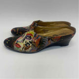 Icon Size 6.5 Women's Black-Multi Print Mule Shoes