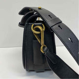 Polo by Ralph Lauren Black Leather Pebbled Crossbody Saddle Handbag