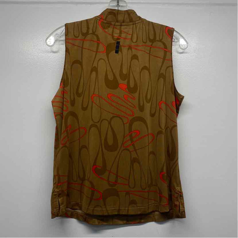 Jamie Sadock Size S Women's Brown-Red Pattern Mock Neck Sleeveless Top