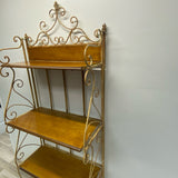Folding Beige Metal-Wood Baker's Rack