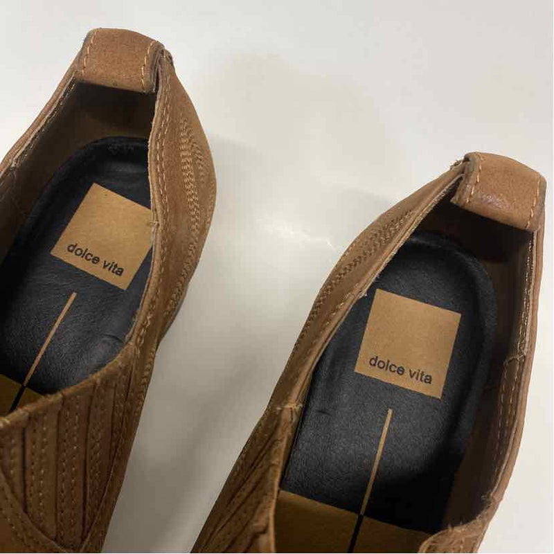 Dolce Vita Size 8.5 Women's Tan Embroidered Pointed Toe Booties