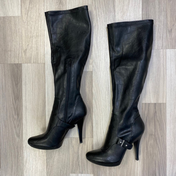 Nine West Size 7.5 Women's Black Solid Tall-High Heels Boots