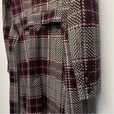 Cabi Women's Size M Burgundy-Multi Plaid Trench Coat