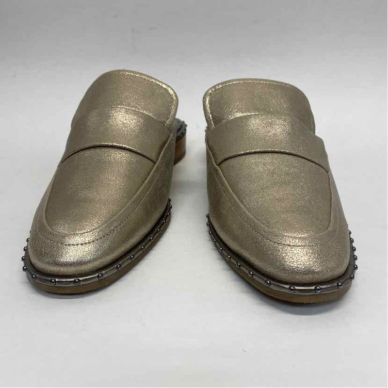 Adrianna Papell Size 8 Women's Gold Shimmer Mules Shoes