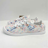 Roxy Size 7 Women's White-Multicolor Pattern Lace Up Sneakers