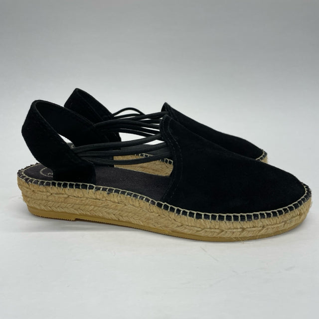 Toni Pons Size 39-8 Women's Black Solid Strappy Espadrille Wedge Shoes