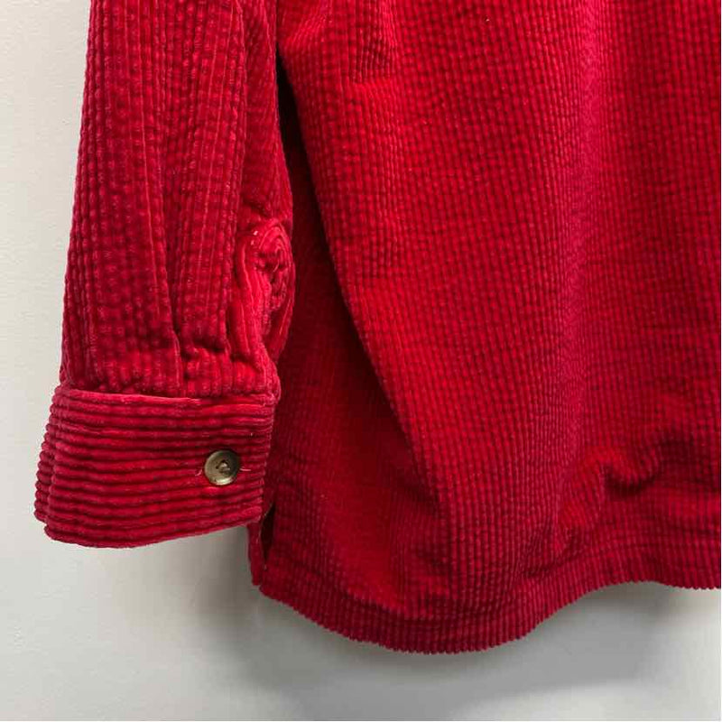 LL Bean Size 2x Women's Red Solid Button Up Shirt