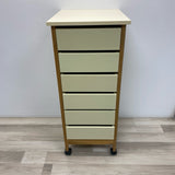 Rolling Off White Cabinet with wood Frame