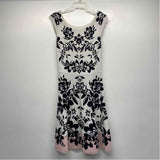 Eliza J Size M Women's White-Black Floral Fit And Flare Dress