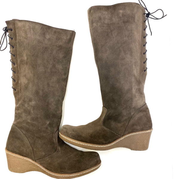 Women's Size 10.5 Taupe Solid Wedge Boots