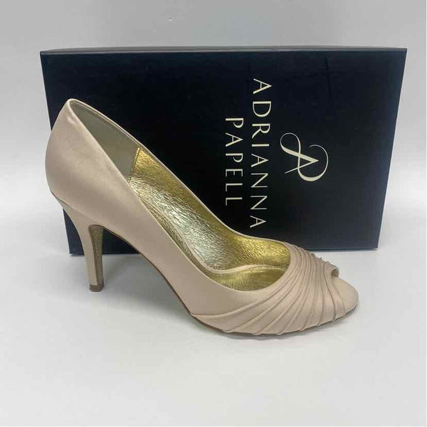 Adrianna Papell Size 9 Women's Beige Solid Open Toe Heels