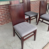 Set of 4  Brown-Gray Solid Wood Solid Chair