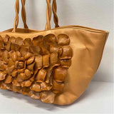 Paolo Masi Orange Leather Floral Satchel Handbag