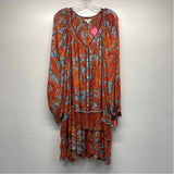 Sundace Size L Women's Red-Aqua Pattern Boho Dress